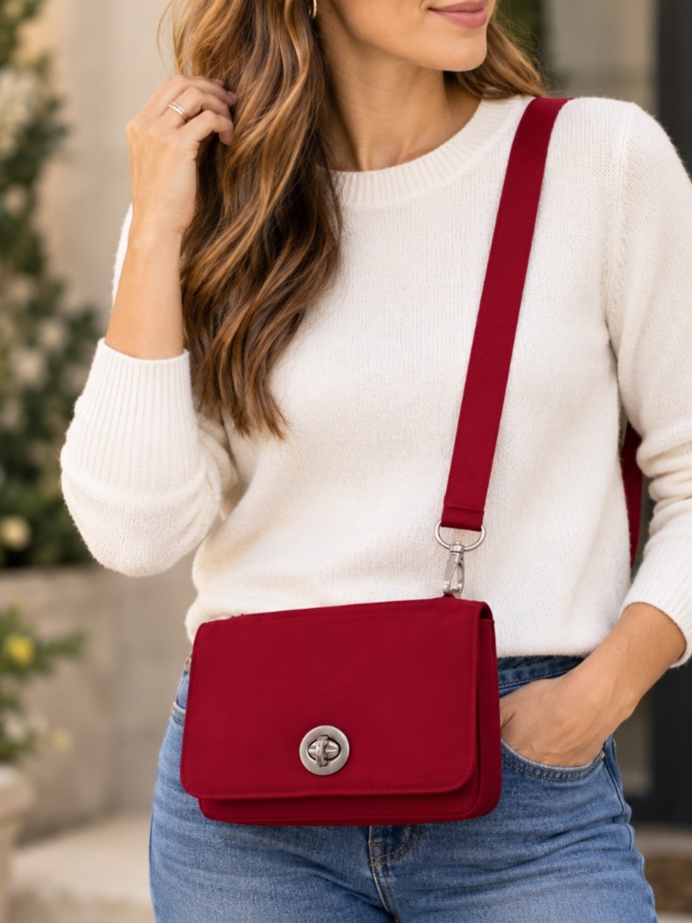 Everyday Convertible Crossbody Bag in Deep Red